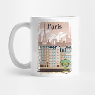 Paris Skyline Travel Poster Minimal Vintage Style Mug